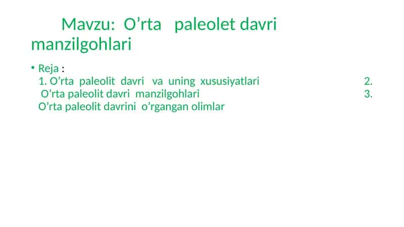 O’rta paleolet davri manzilgohlari 1