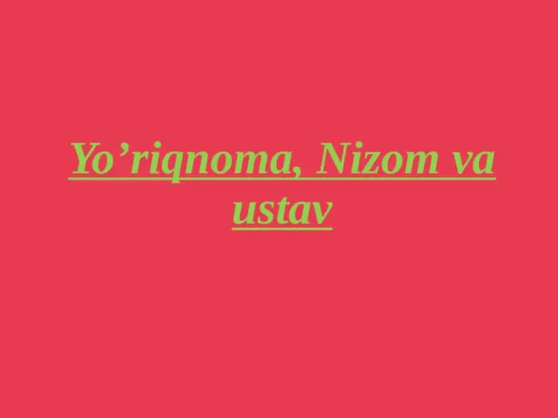Yo’riqnoma 1