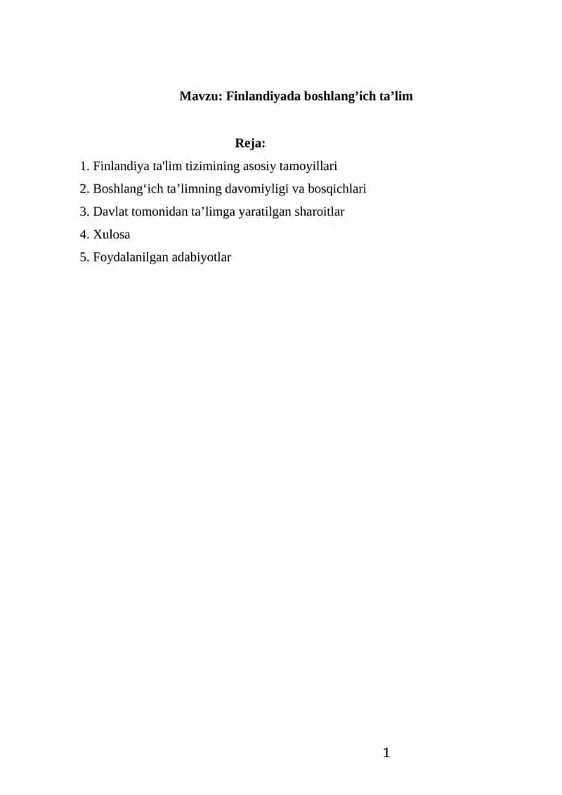 Finlandiyada boshlangʻich taʼlim