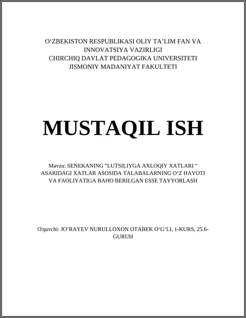Senekaning "Lutsiliyga axloqiy xatlari" asaridagi xatlar 1