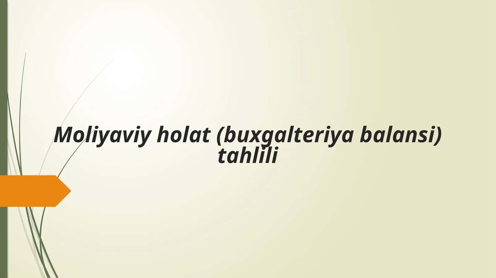 Moliyaviy holat (buxgalteriya balansi) tahlili 1