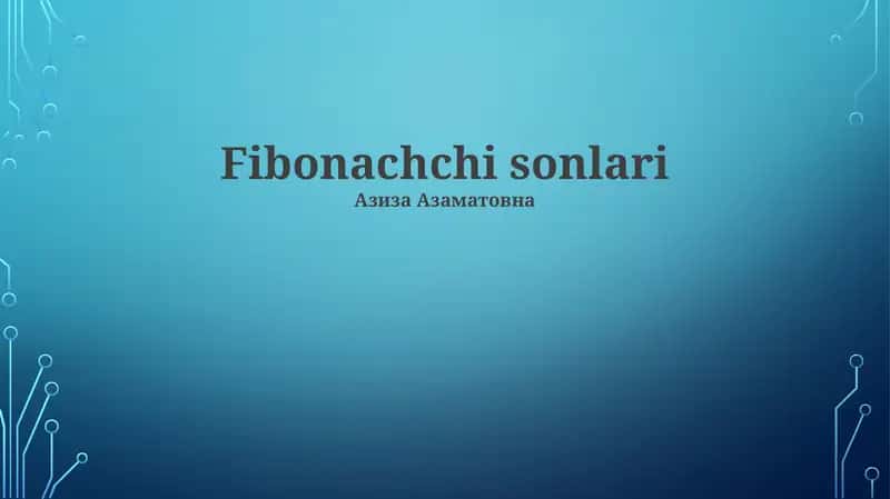 Fibonachchi sonlari 1