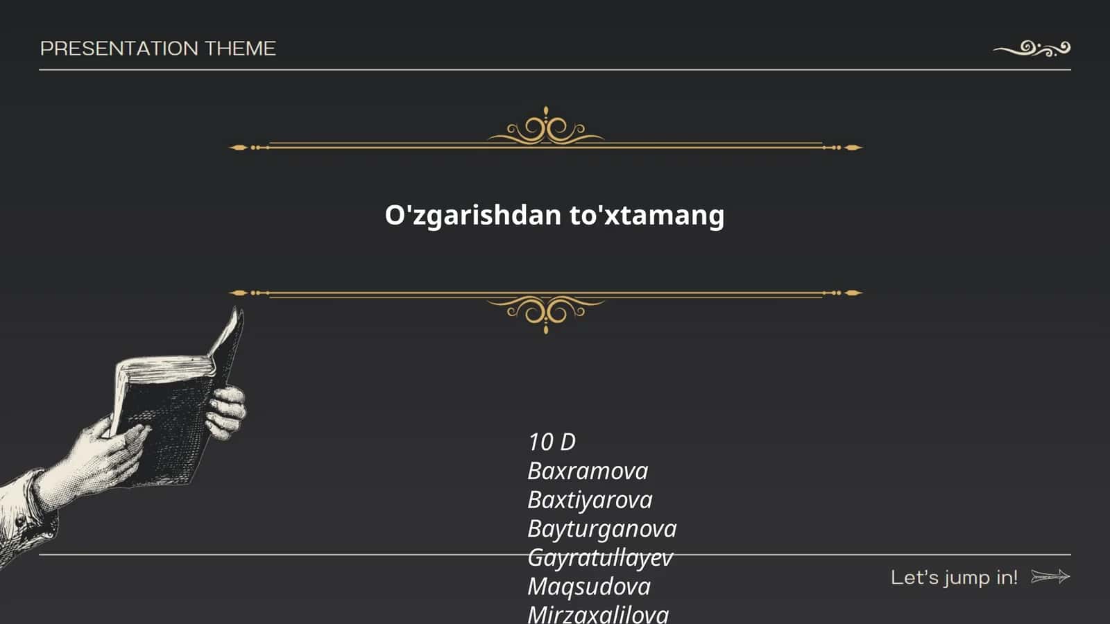 O'zgarishdan to'xtamang 1