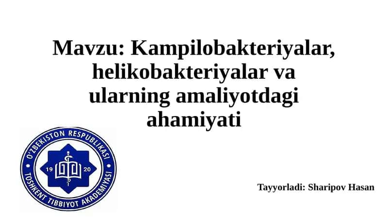 Kampilobakteriyalar, helikobakteriyalar va ularning amaliyotdagi ahamiyati 1