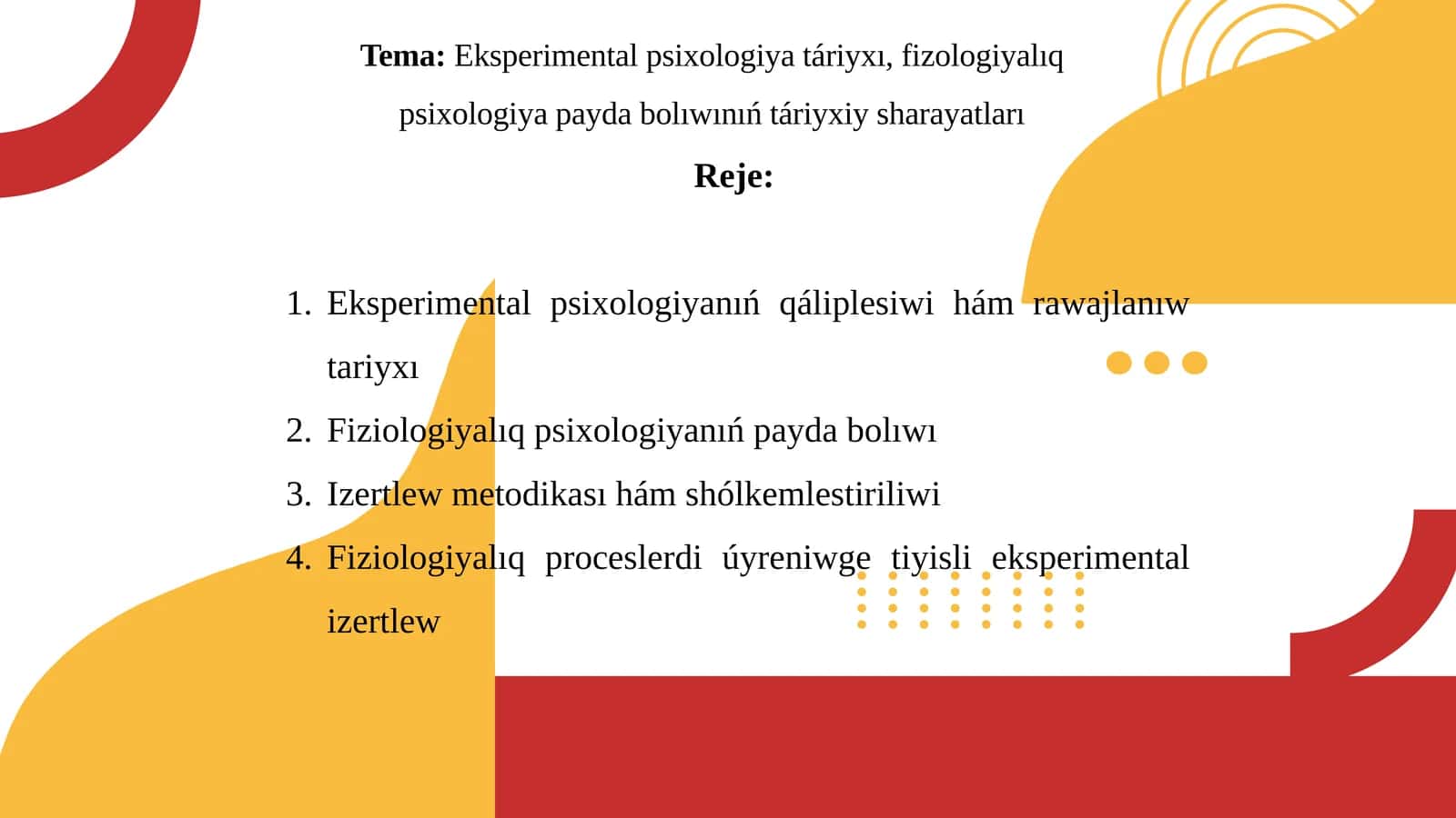 Eksperimental psixologiya táriyxı, fizologiyalıq psixologiya payda bolıwınıń táriyxsı 1
