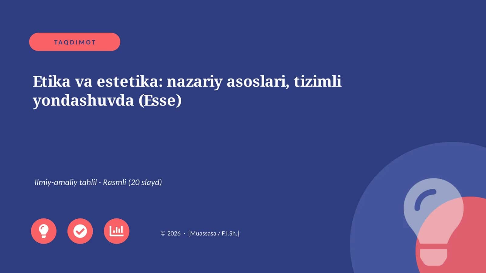Etika va estetika: nazariy asoslari, tizimli yondashuvda (Esse) 1