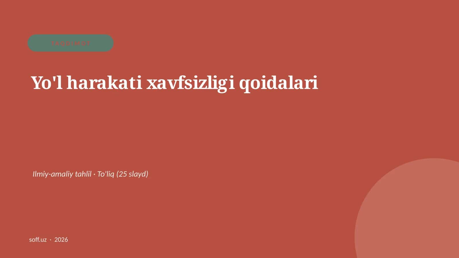 Yo'l harakati xavfsizligi qoidalari 1