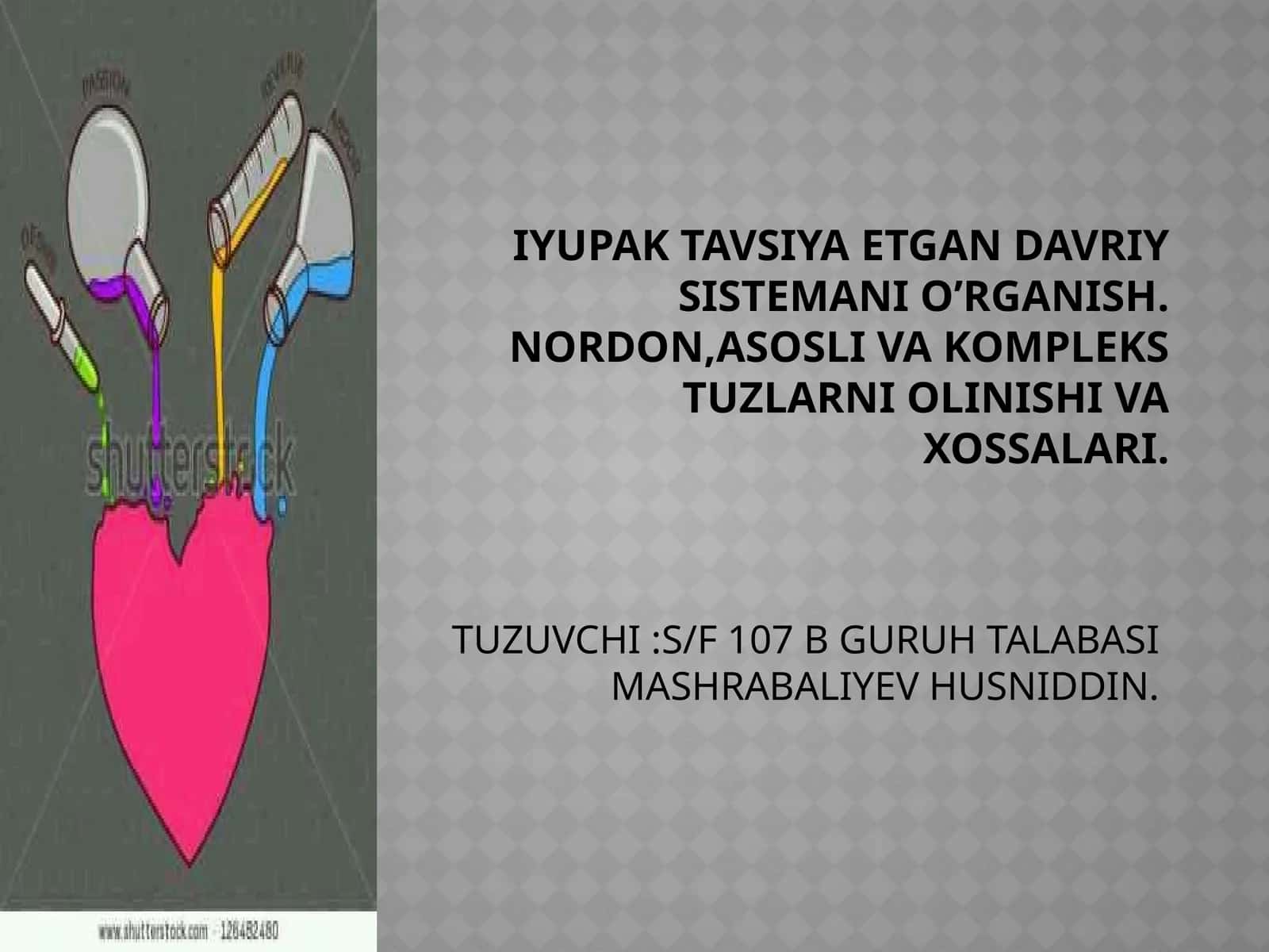 Nordiq tuzlar (Guruhi S/F 107 B davriy sistemasini o'rganish) 1