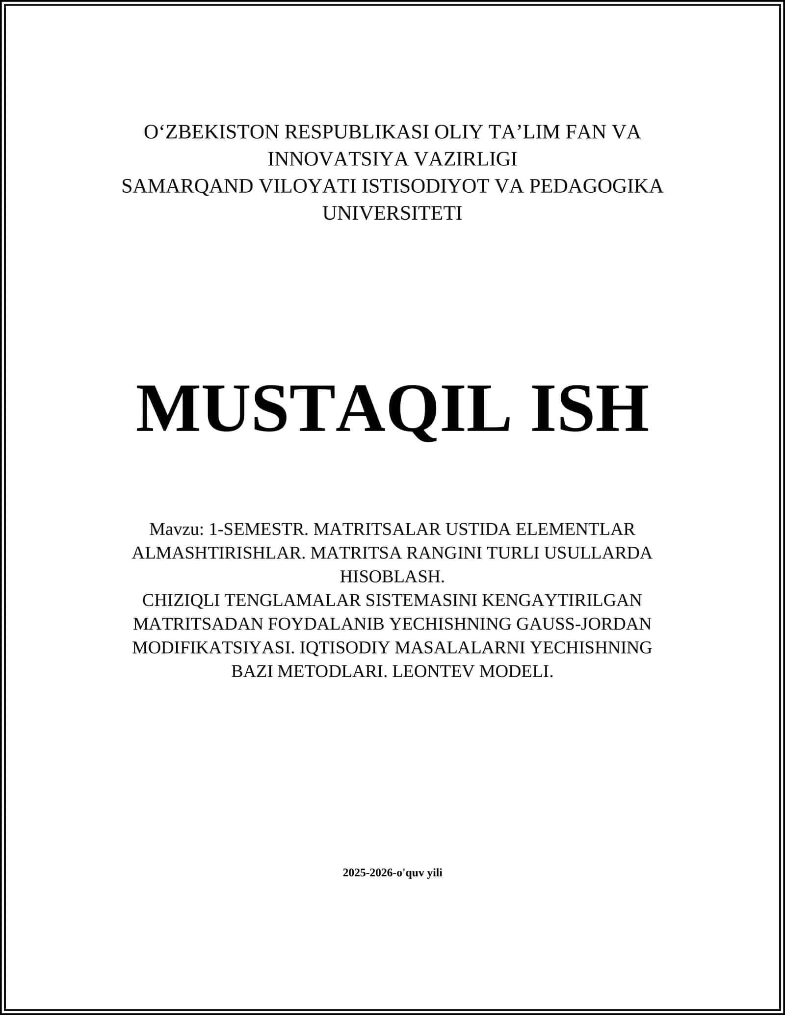 Matriksalar Ustida Qator va Ustun Elementlarini Almashtirish Operatsiyalari 1