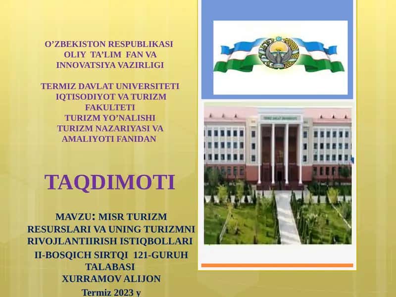 MISR TURIZM RESURSLARI VA UNING TURIZMNI RIVOJLANTIIRISH ISTIQBOLLARIREJA 1