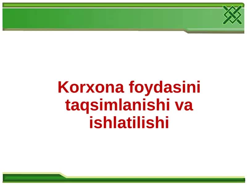 Korxona foydasi 1