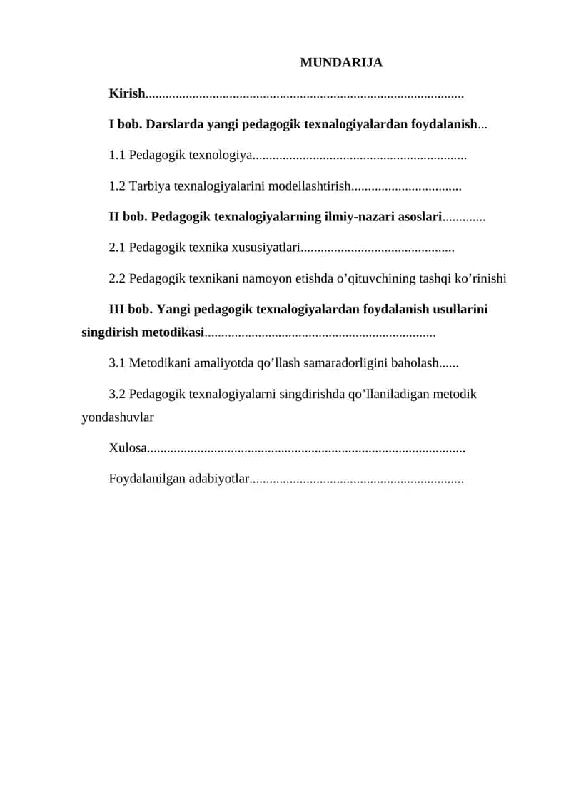 Talabalarga yangi pedagogik texnologiyalardan foydalanish usullarini singdirishning metodik asoslari 1