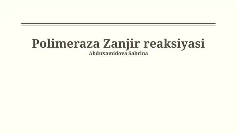 Polimeraza Zanjir reaksiyasi 1