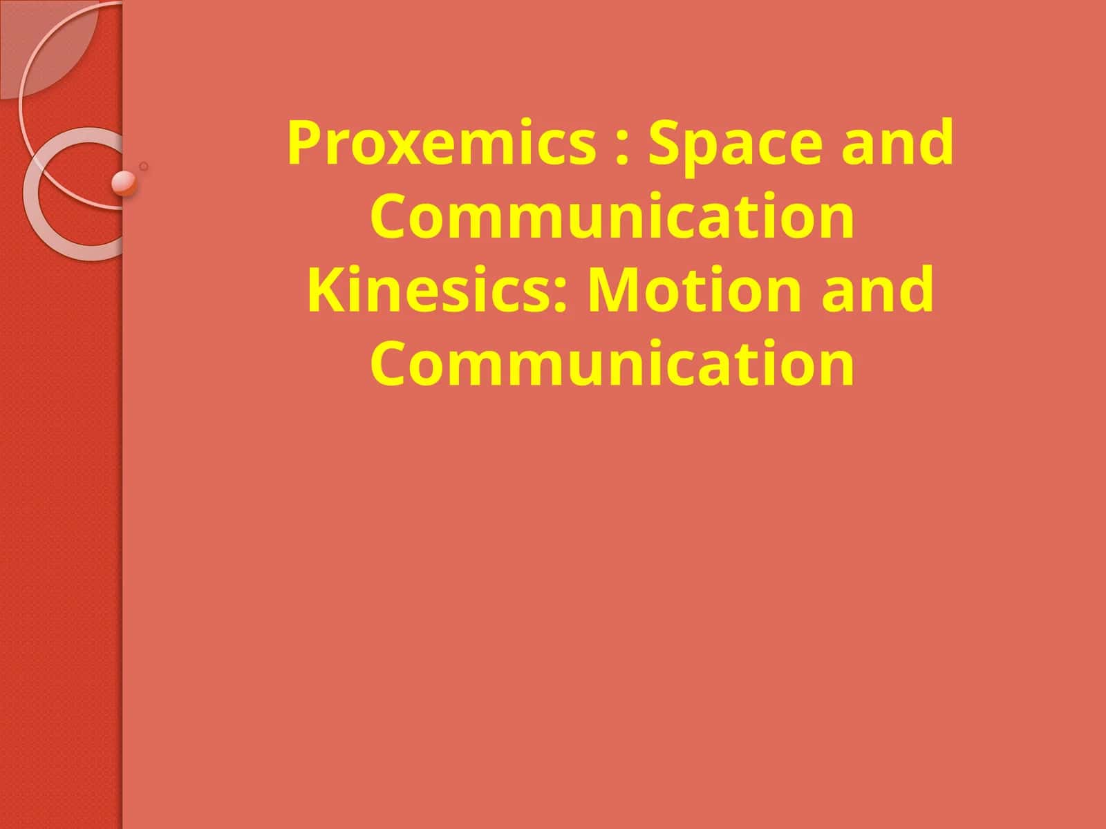 Proxemics: Space and Communication 1
