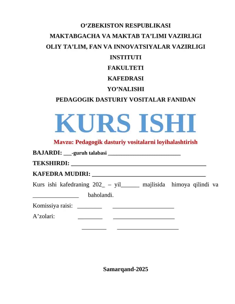 Pedagogik dasturiy vositalarni loyihalashtirish 1