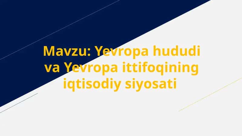 Yevropa hududi va Yevropa ittifoqining iqtisodiy siyosati 1