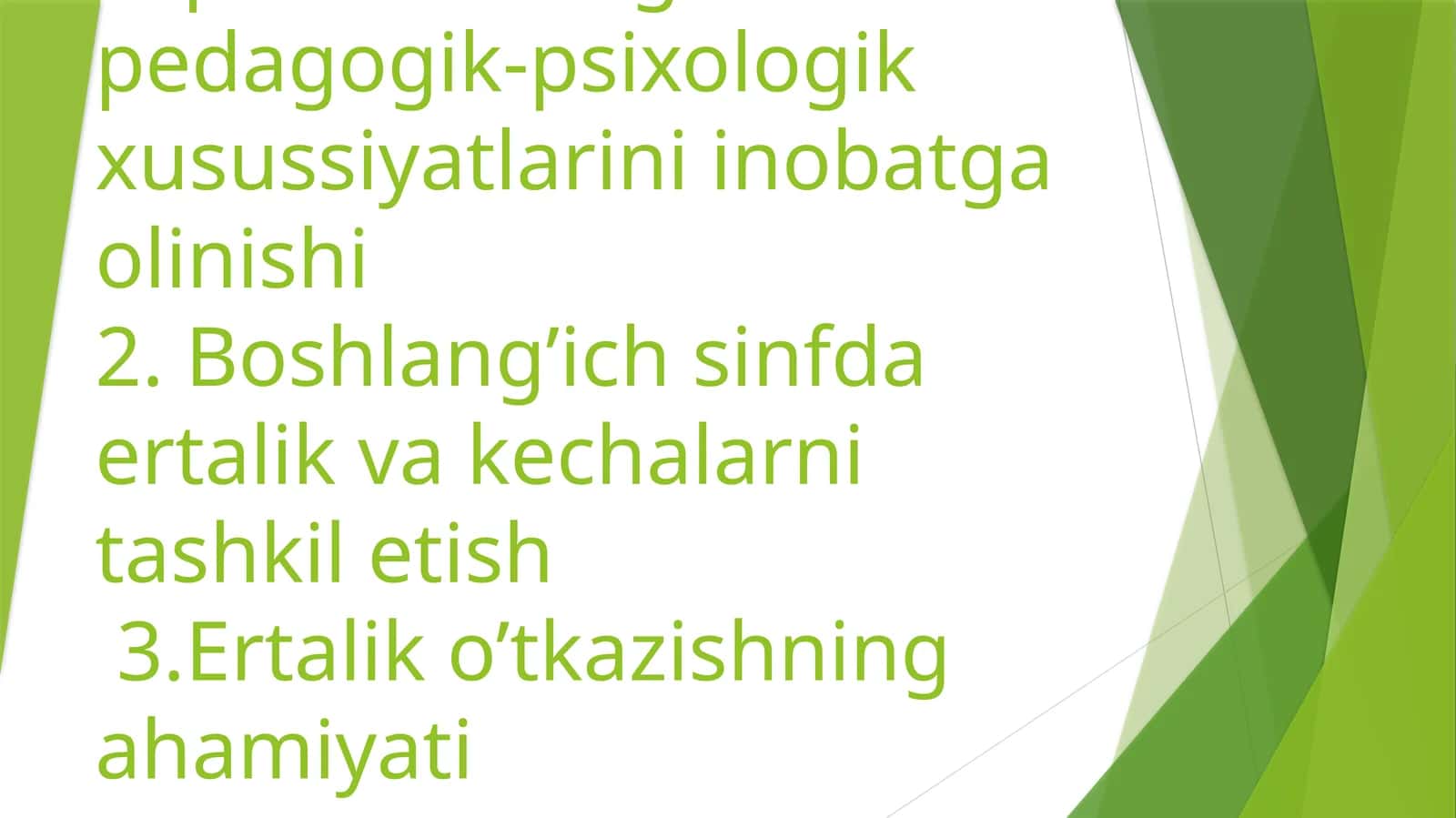 Boshlang‘ich sinfda ertalik va kechalar tashkil qilish 1