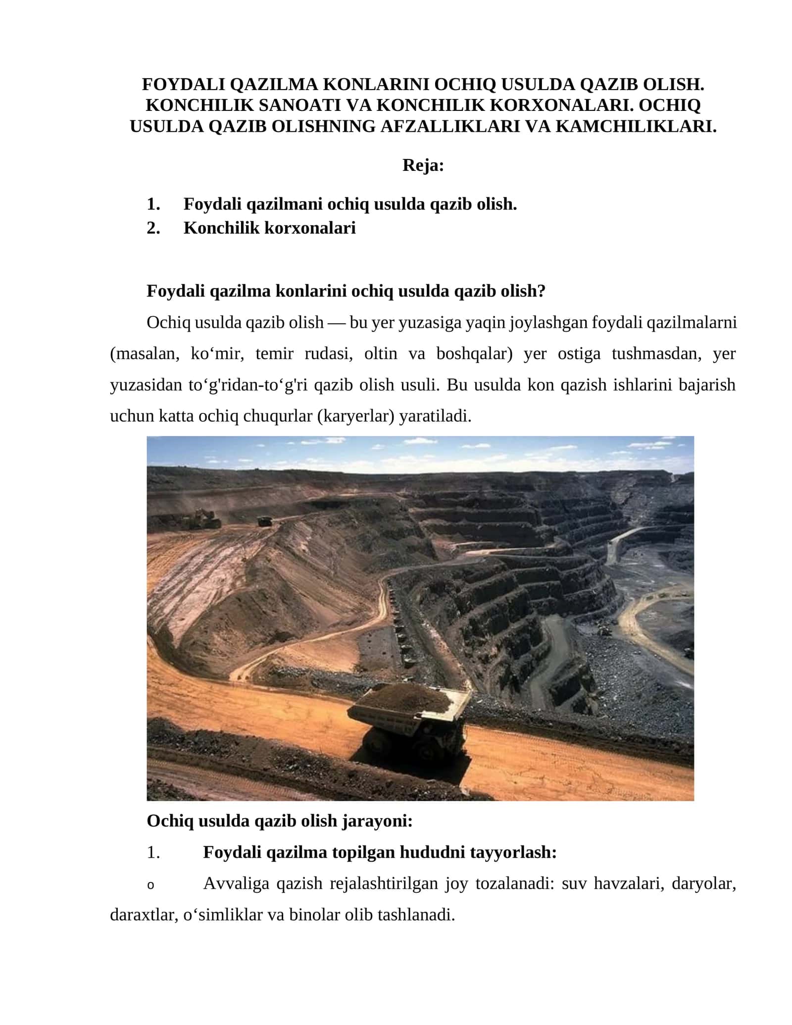 Ochiq usulda qazib olish 1