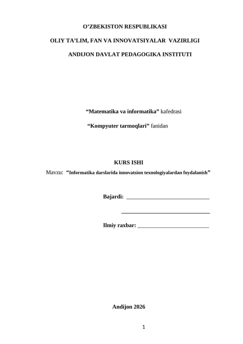Informatika darslarida innovatsion texnologiyalardan foydalanish 1