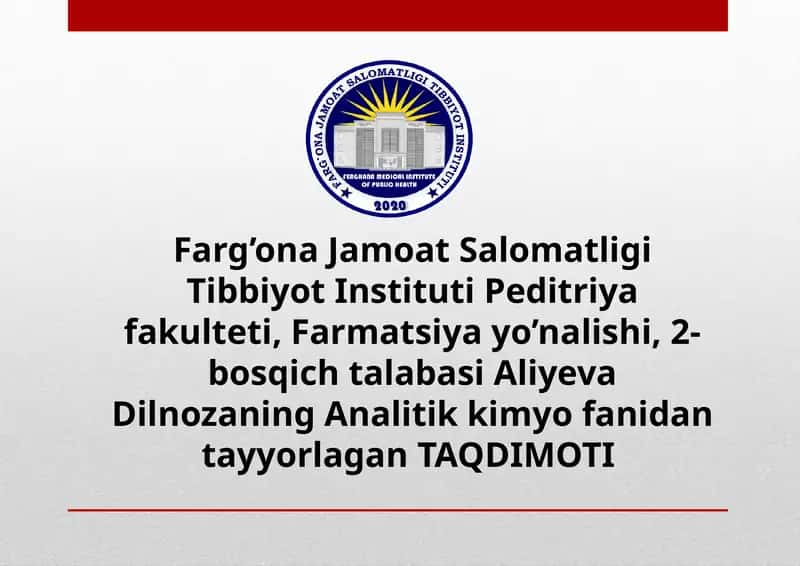 Mg*2kationining tibbiyotda qo'llanilishi va dori vositalari tarkibida sifat va miqdorini aniqlash 1