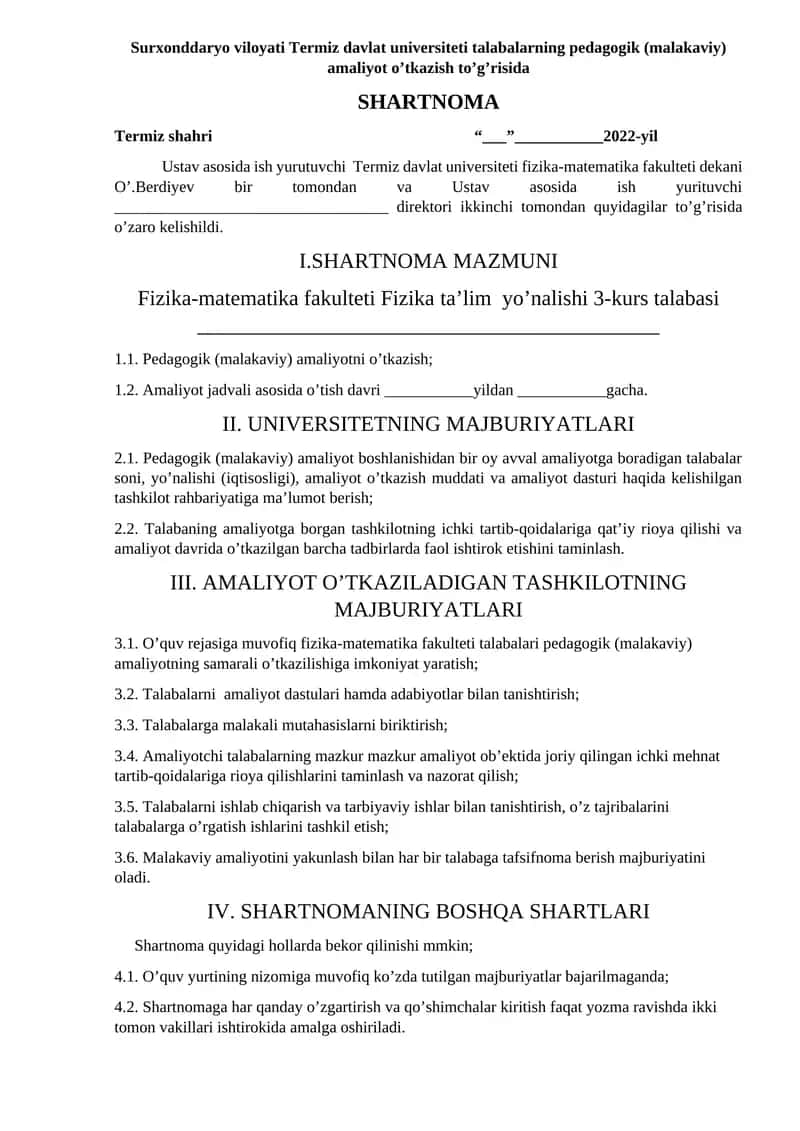 Pedagogik (Malakaviy) Amaliyot 1