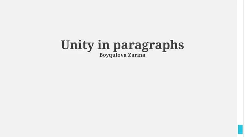 Unity in paragraphs 1