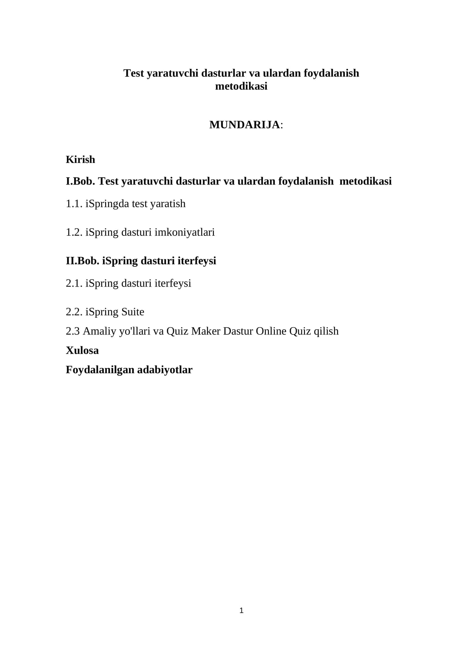 Test yaratuvchi dasturlar va ulardan foydalanish metodikasi 1