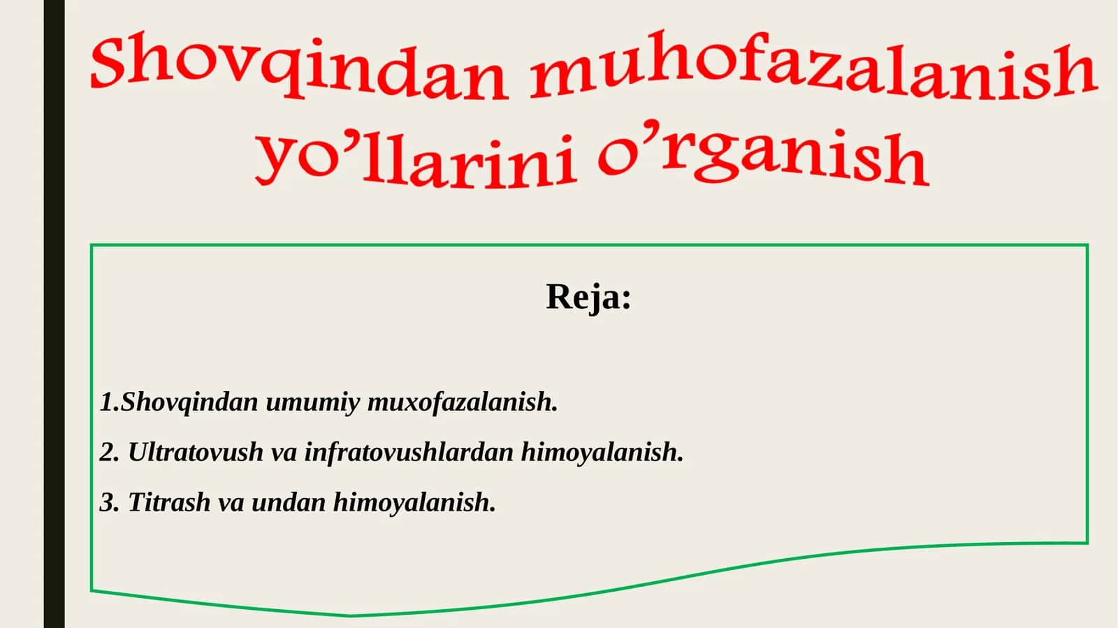 Shovqindan umumiy muxofazalanish 1