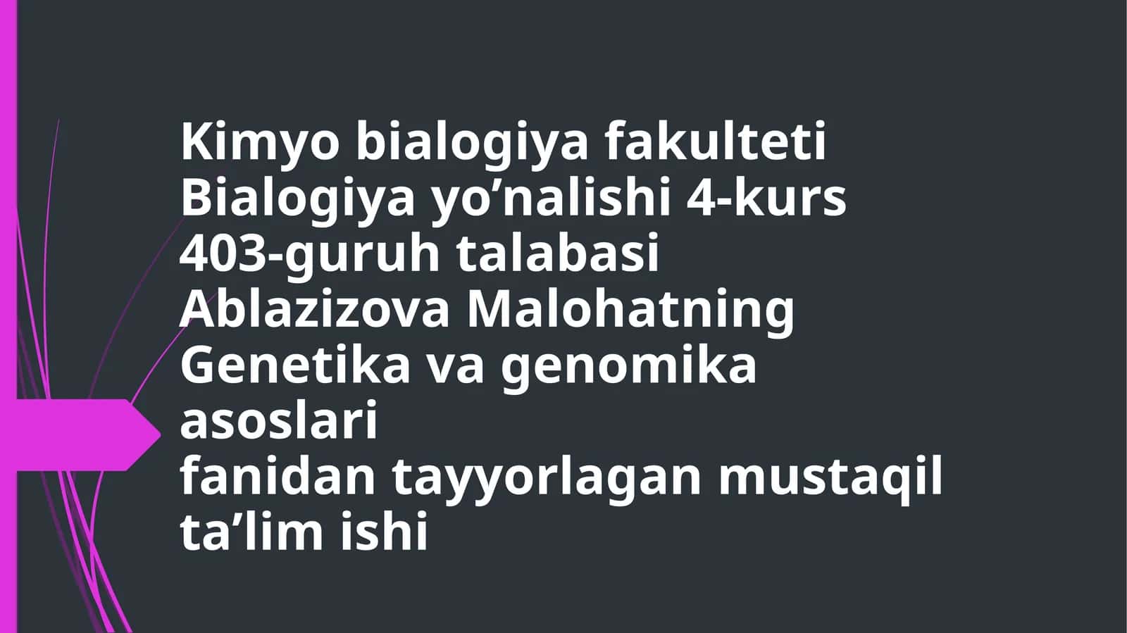 Genetika va genomika asoslari fani 1
