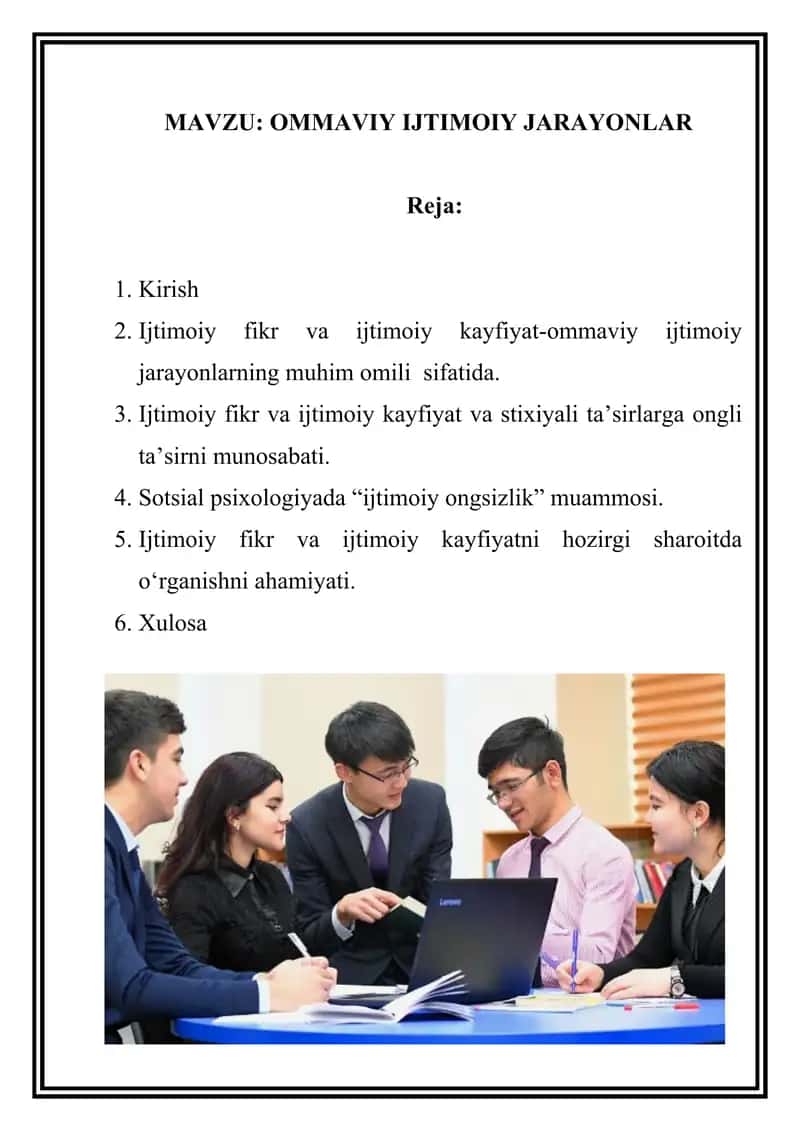 OMMAVIY IJTIMOIY JARAYONLAR 1