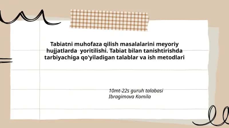 Tabiatni muhofaza qilish masalalarini meyoriy hujjatlarda yoritilishi 1