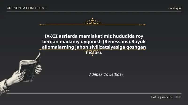 IX-XII asrlarda mamlakatimiz hududida roy bergan madaniy uygonish (Renessans) 1