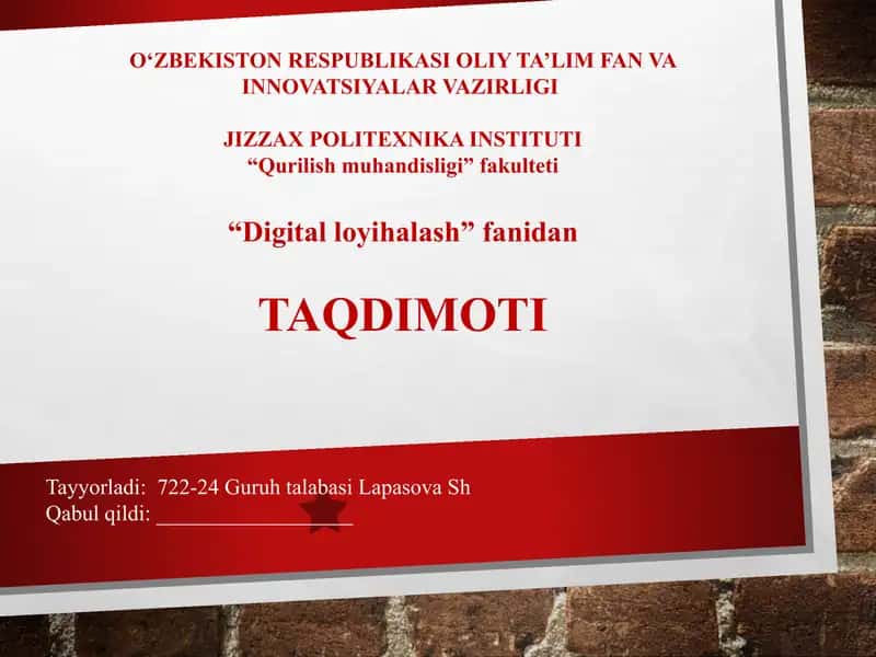 Loyihani vizualizatsiya qilish 1
