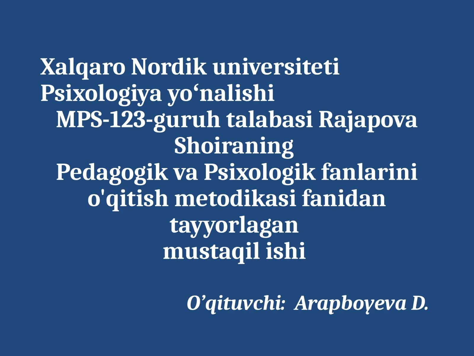 O'qituvchi bilan talabalar hamkorligi. Talabalar o'quv faoliyati 1