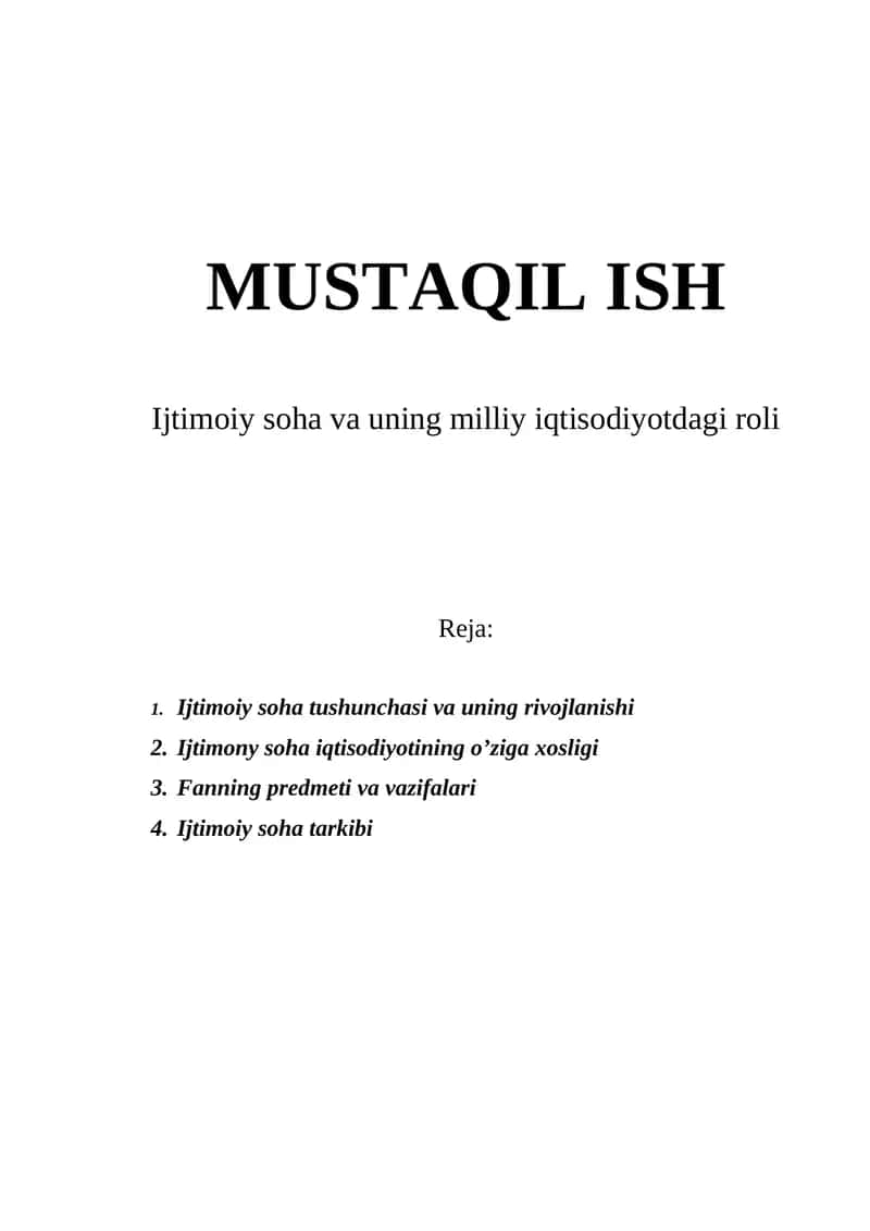 Ijtimoiy soha va uning milliy iqtisodiyotdagi roli 1