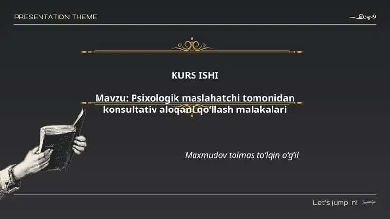 Psixologik maslahatchi tomonidan konsultativ aloqani qo‘llash malakalari 1