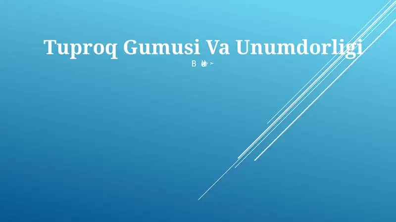Tuproq Gumusi Va Unumdorligi 1