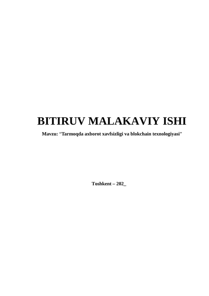 Tarmoqda axborot xavfsizligi va blokchain texnologiyasi 1