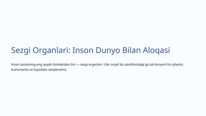 Sezgi Organlari: Inson Dunyo Bilan Aloqasi 1