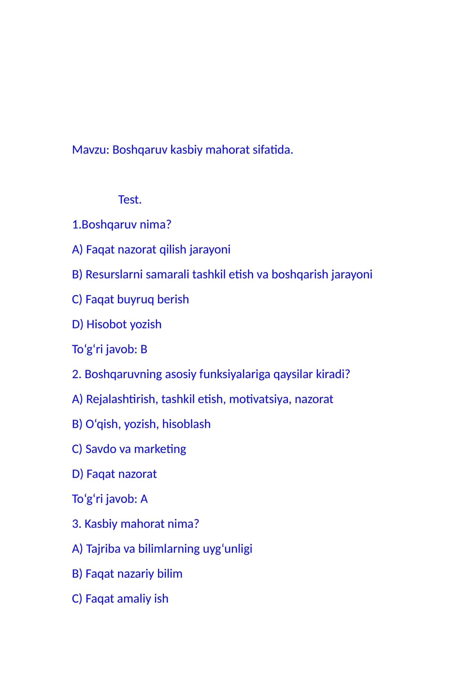 Boshqaruv kasbiy mahorat sifatida 1