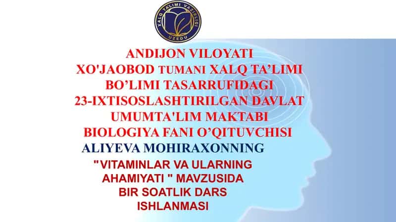 Vitaminlar va ularning ahamiyati mavzusida bir soatlik dars ishlanmasi 1