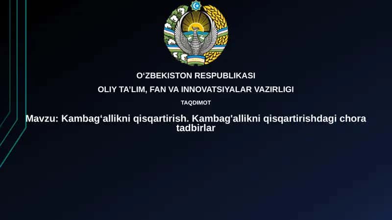 Kambag'allikni qisqartirish 1