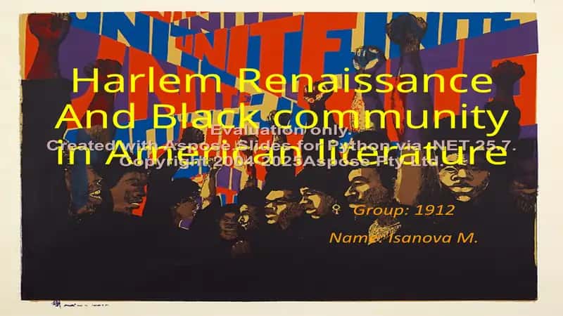 Harlem Renaissance And Black community in American literature 1