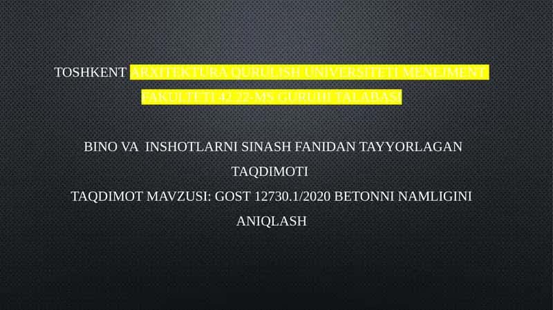 Beton namligini aniqlash 1