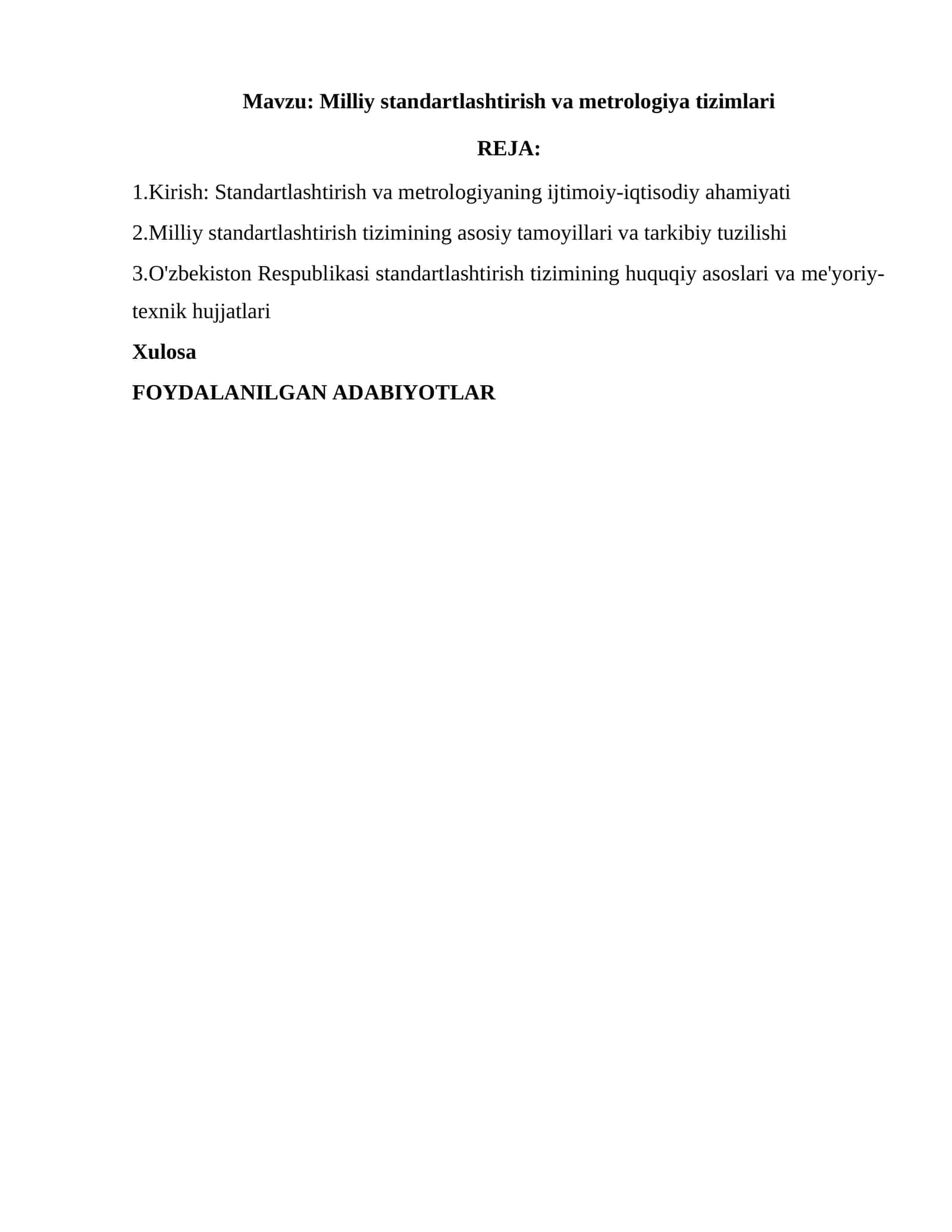 Milliy standartlashtirish va metrologiya tizimlari 1