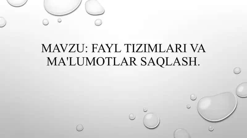 Fayltizimlarivama'lumotlarsaqlash 1