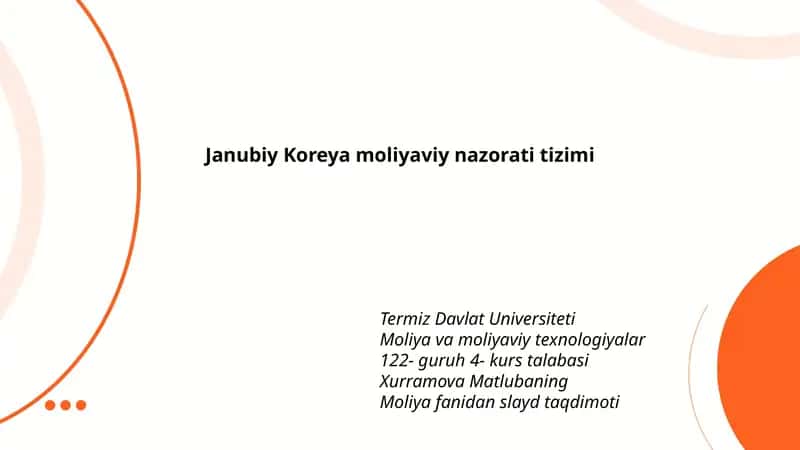 Moliya fanidan slayd taqdimoti 1