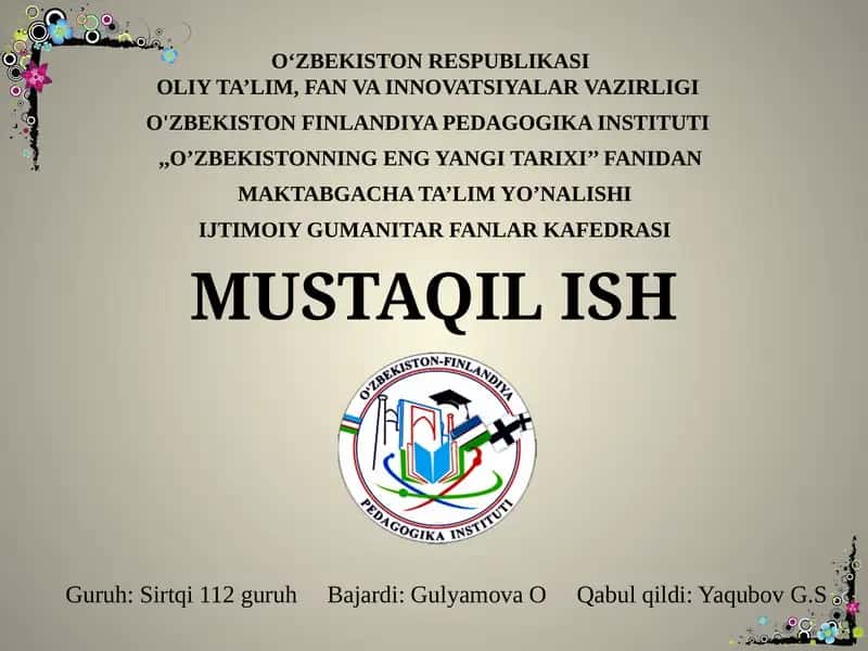 Oʻzbekistonning eng yangi tarixi 1