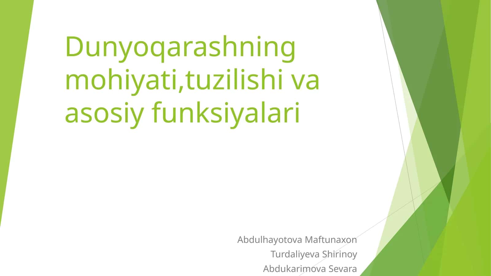 Dunyoqarashning mohiyati,tuzilishi va asosiy funksiyalari 1