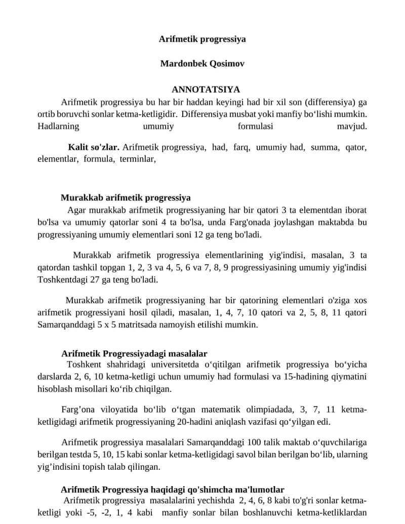 Arifmetik progressiya 1